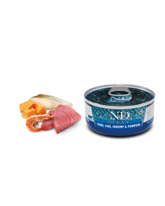 Farmina N&D Ocean Gatto Adult Tonno Merluzzo Gamberetto Lattina 70 gr