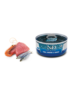 Farmina N&D Ocean Gatto Adult Tonno Sardina Gamberetto Lattina 70 gr