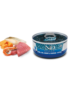 Farmina N&D Ocean Gatto Kitten Tonno Merluzzo Gamberetto Lattina 70 gr