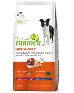 Natural Trainer Cane Adult Medium con Prosciutto Crudo e Riso Crocchette