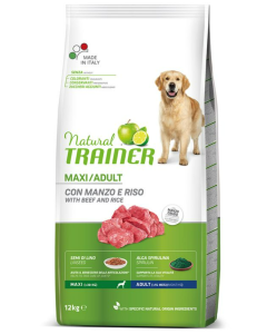 Natural Trainer Cane Adult Maxi con Manzo e Riso Crocchette  12 kg