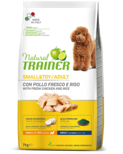 Natural Trainer Cane Adult Small e Toy con Pollo Fresco e Riso Crocchette 