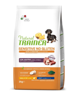 Natural Trainer Cane Adult Small e Toy Sensitive No Gluten Monoproteico Anatra Crocchette 2 kg