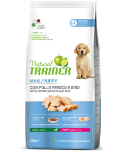 Natural Trainer Cane Puppy Maxi con Pollo Fresco e Riso Crocchette  12 kg