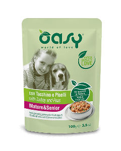 Oasy Cane Mature & Senior Straccetti con Tacchino e Piselli in Salsa Busta 100 gr