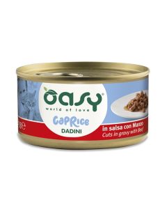 Oasy Caprice Gatto Adulto Dadini in Salsa con Manzo Lattina 85 gr