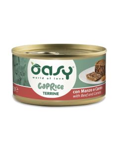 Oasy Caprice Gatto Adulto Terrine con Manzo e Carote Lattina 85 gr