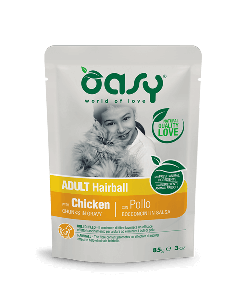 Oasy Gatto Adulto Hairball Bocconcini con Pollo in Salsa Busta 85 gr