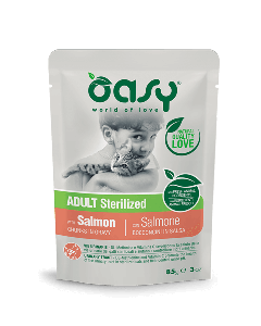 Oasy Gatto Sterilizzato Bocconcini con Salmone in Salsa Busta 85 gr