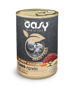 Oasy Grain Free Formula Cane Puppy Medium/Large Agnello con Verdure Lattina 400 gr