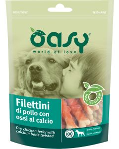 Oasy Snack Cane Filettini di Pollo con Ossi al Calcio 100 gr