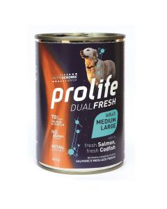 Prolife Dual Fresh Cane Adult Medium/Large Salmone e Merluzzo Lattina 400 gr