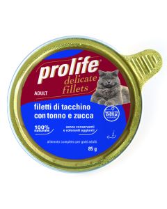 Prolife Gatto Adulto Filetti di Tacchino con Tonno e Zucca Vaschetta 85 gr