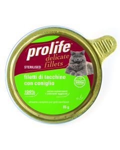 Prolife Gatto Sterilizzato Filetti di Tacchino con Coniglio Vaschetta 85 gr