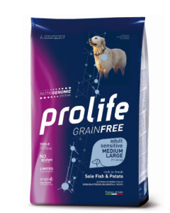 Prolife Grainfree Cane Adult Medium Large Sensitive Monoproteico Sogliola Crocchette