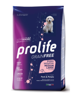 Prolife Grainfree Cane Puppy Medium Large Sensitive Monoproteico Maiale Crocchette