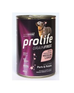 Prolife Grain Free Cane Adult Sensitive Medium/Large Maiale con Patate Lattina 400 gr