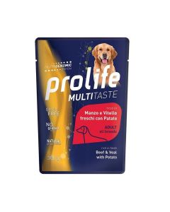 Prolife Multitaste Cane Adult All Breeds Manzo e Vitello con Patate Busta 300 gr