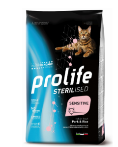 Prolife Sterilised Gatto Adult Sensitive Monoproteico Maiale Crocchette 