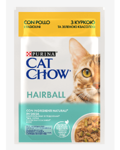 Purina Cat Chow Gatto Adult Hairball Pezzetti di Pollo in salsa con Fagiolini Busta 85 gr