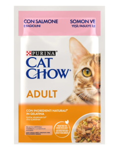 Purina Cat Chow Gatto Adult Pezzetti di Salmone in gelatina con Fagiolini Busta 85 gr