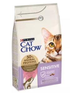 Purina Cat Chow Gatto Adult Sensitive Salmone Crocchette 1,5 kg