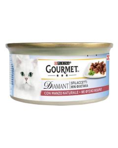 Purina Gourmet Diamant Gatto Adulto Sfilaccetti di Manzo Naturale Lattina 85 gr