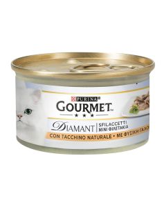 Purina Gourmet Diamant Gatto Adulto Sfilaccetti di Tacchino Naturale Lattina 85 gr