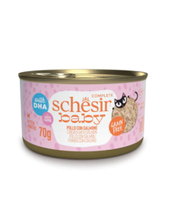 Schesir Baby Gatto Filettini di Pollo con Salmone in Brodo Lattina 70g