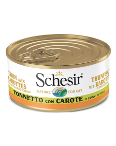 Schesir Gatto Adulto Tonnetto con Carote in Brodo di Pesce Lattina 70 gr