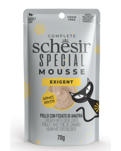 Schesir Special Gatto Adult Exigent Mousse di Pollo con Fegato di Anatra Busta 70 gr