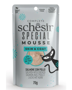 Schesir Special Gatto Adult Skin e Coat Mousse di Salmone e Pollo Busta 70g