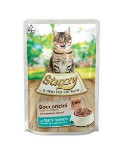 Stuzzy Gatto Adulto Bocconcini con Pesce Bianco in Gelatina Busta 85 gr