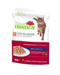 Natural Trainer Gatto Adulto Bocconcini di Salmone in Salsa Busta 85 gr