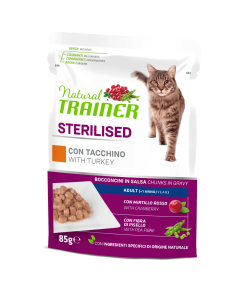 Trainer Natural Gatto Sterilizzato Bocconcini di Tacchino in Salsa Busta 85 gr