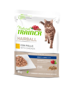 Trainer Natural Hairball Gatto Adulto Bocconcini di Pollo in Salsa Busta 85 gr