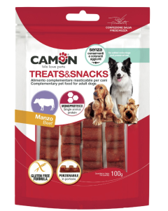 Camon Treats&Snacks Cane Barrette Porzionabili al Manzo Monoproteiche 100 gr