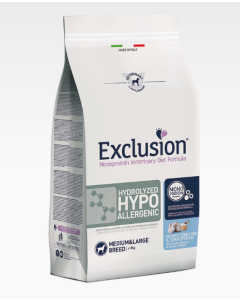 Exclusion Monoprotein Diet Cane Medium&Large Adult Hydrolysed Hypoallergenic Crocchette di Pesce e Amido di Mais