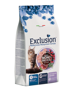 Exclusion Mediterraneo Monoproteico al Pollo Gatto Giant Sterilizzato Crocchette 1,5 kg