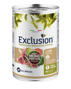 Exclusion Mediterraneo Monoproteico Cane Adult Agnello Lattina 400 gr