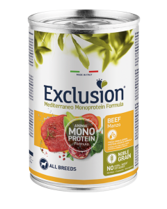 Exclusion Mediterraneo Monoproteico Cane Adult Manzo Lattina 400 gr