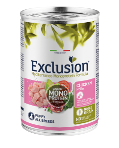 Exclusion Mediterraneo Monoproteico Cane Puppy Pollo Lattina 400 gr