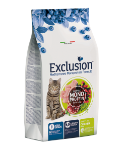 Exclusion Mediterraneo Monoproteico al Pollo Gatto Adult Crocchette