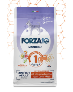 Forza10 MonoDiet Cane Adult Mini e Toy con Cavallo Crocchette 1,5 kg