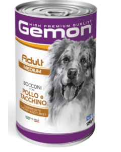 Gemon Cane Adult Medium Bocconi con Pollo e Tacchino Lattina 1250 gr