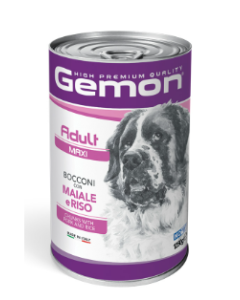 Gemon Cane Adult Maxi Bocconi con Maiale e Riso Lattina 1250 gr