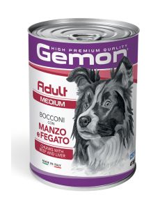 Gemon Cane Medium Adult Bocconi con Manzo e Fegato Lattina 415 gr