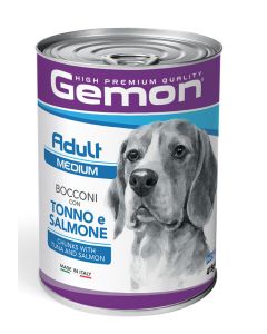 Gemon Cane Medium Adult Bocconi con Tonno e Salmone Lattina 415 gr