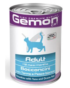 Gemon Gatto Adult Bocconcini con Tonno e Pesce Bianco 415 gr