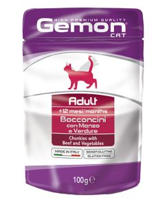 Gemon Gatto Adulto Bocconcini con Manzo e Verdure Busta 100 gr